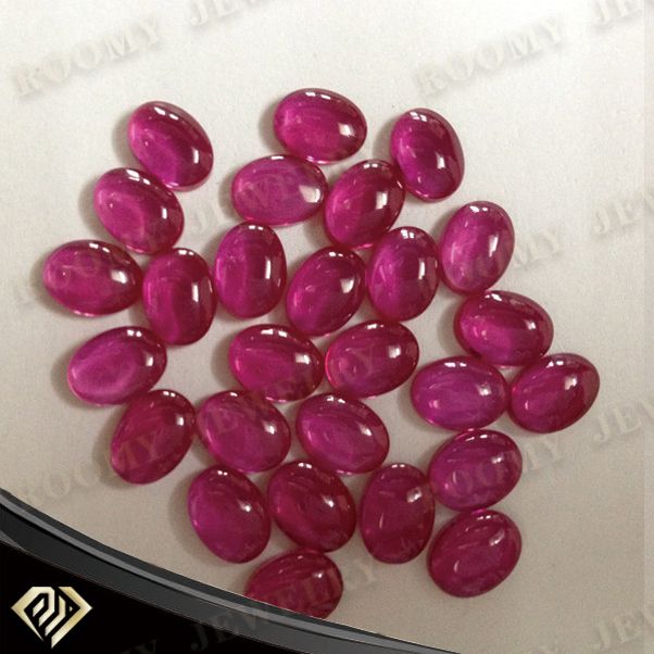 oval flat back cabochon cut synthetic corundum gemstone 5# red ruby