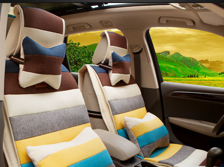 auto seat cover/linen material car seat cover/ CONTRAST-COLLAR seat cushion/