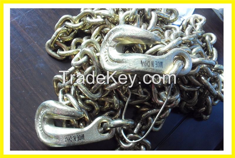 G80 chain with bent hooks at both ends tie down chain