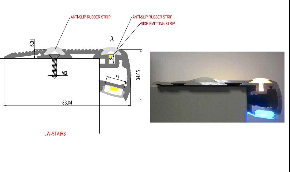 2014 newest unique stairs LED aluminum extrusion