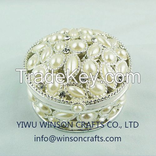 Pewter trinket box jewelled jewelry box