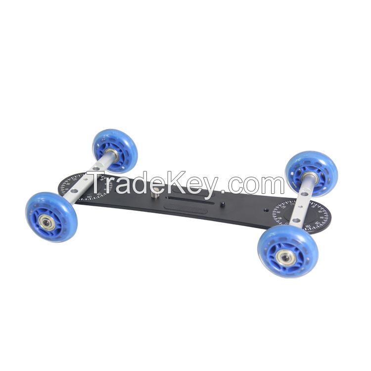 New Style 4 Wheels Mini Desktop DSLR Camera Rail Track Slider Car Dolly