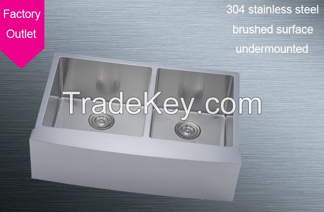 under mounted 304 stainless steel kitchen sink brushed square double bowl kitchen sink