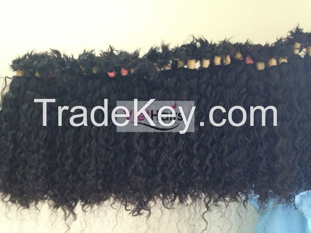 Curly double drawn weft human hair