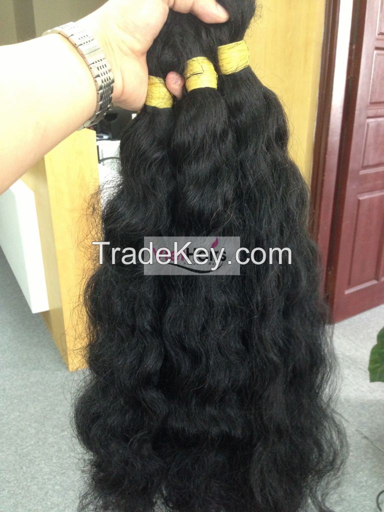 Curly double drawn weft human hair