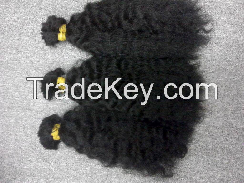 Curly double drawn weft human hair