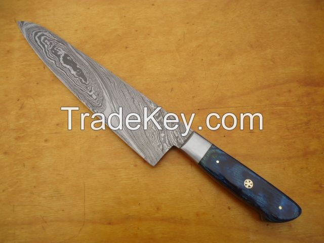 Kitchen Knife set Damascus steel chef knives custom cook 1071-Blue