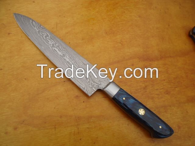 Kitchen Knife set Damascus steel chef knives custom cook 1071-Blue