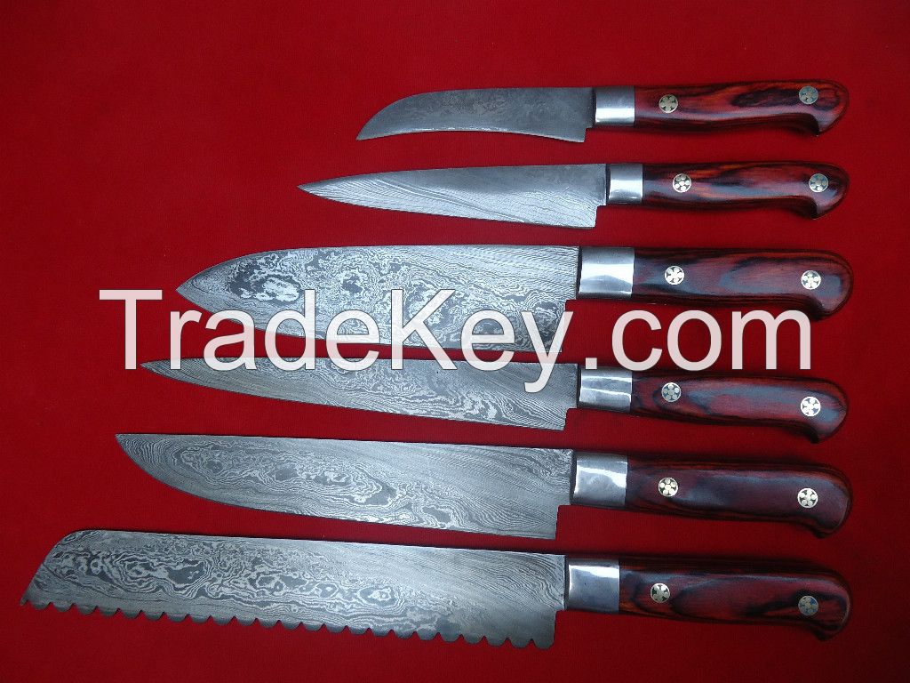 Kitchen Knife set Damascus steel chef knives custom cook 1081