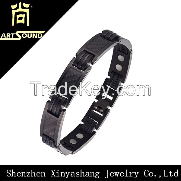 Hot selling gun carbon fiber bracelet stainless steel