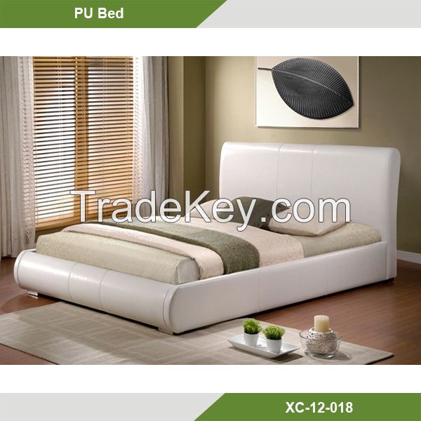 Cheap modern furniture PU faux leather bed manufacturer XC-12-015