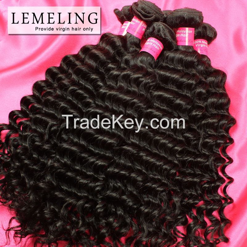 Wholesale Dyeable Brazilian Peruvian Malaysian Virgin Hair Deep Wave Human Hair Weaving for Black Women