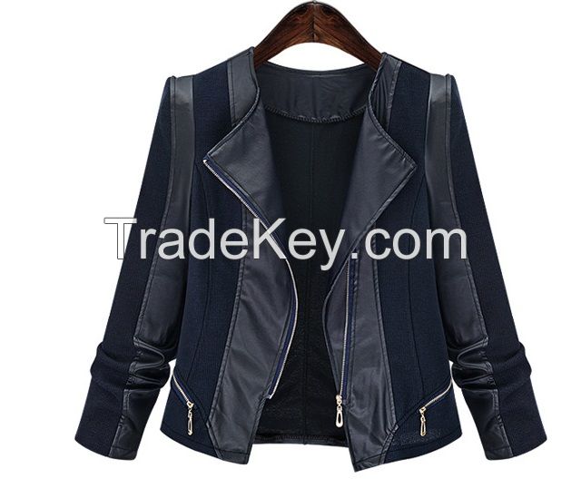 Ladies Faux Leather Jacket with Cotton