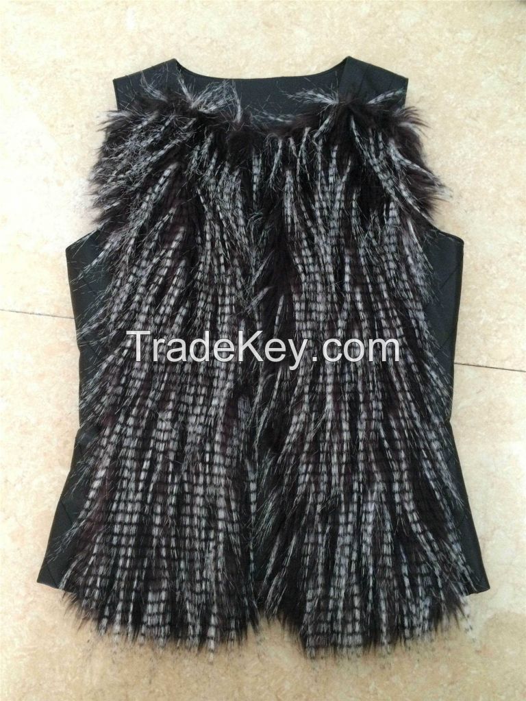 Ladies Faux Leather Vest with Fur