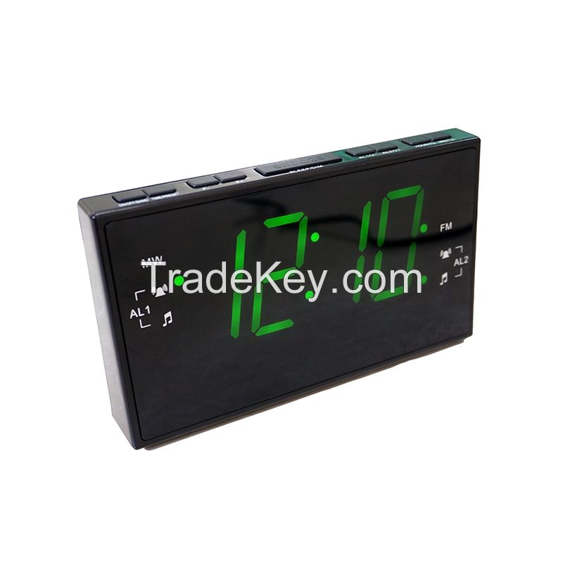 1.8 Inch PLL AM FM Led Alarm Clock Radio Receiver with Dual Alarm Sleep Snooze