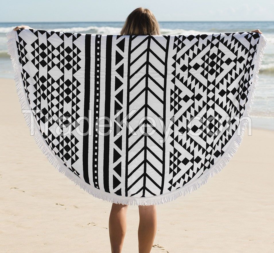 cotton  Round Beach Towel With Tassels