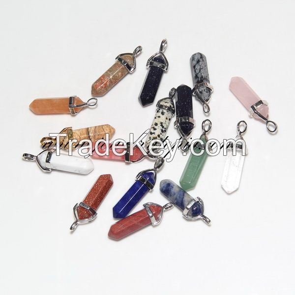 Hot Sale Cheap Natural Semi Precious Gemstone Hexahedral Point Pendant