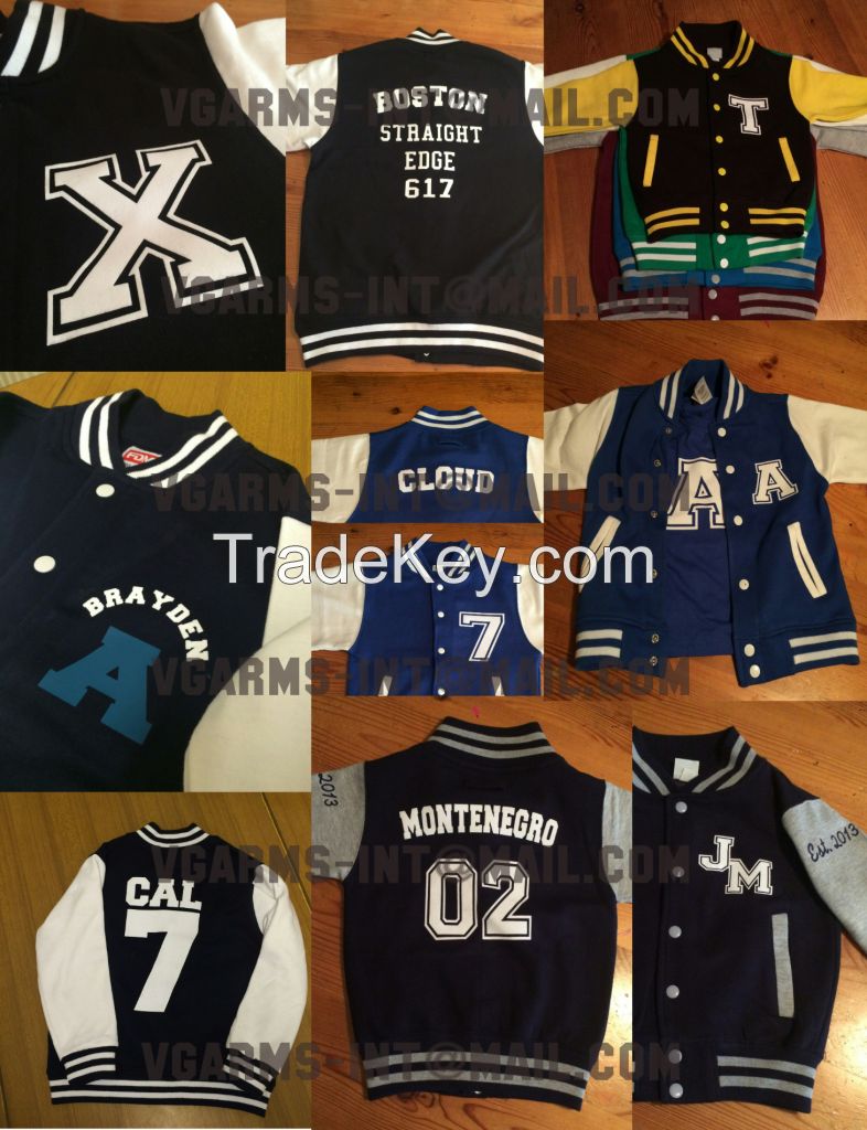 Men ladies youth customised with logo varsity jacket printed