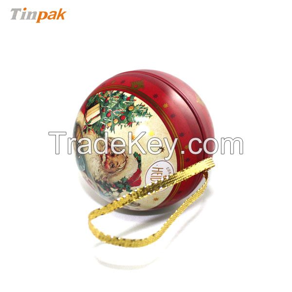 Christmas ball shape tin box