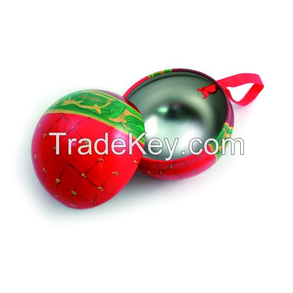 Christmas ball shape tin box