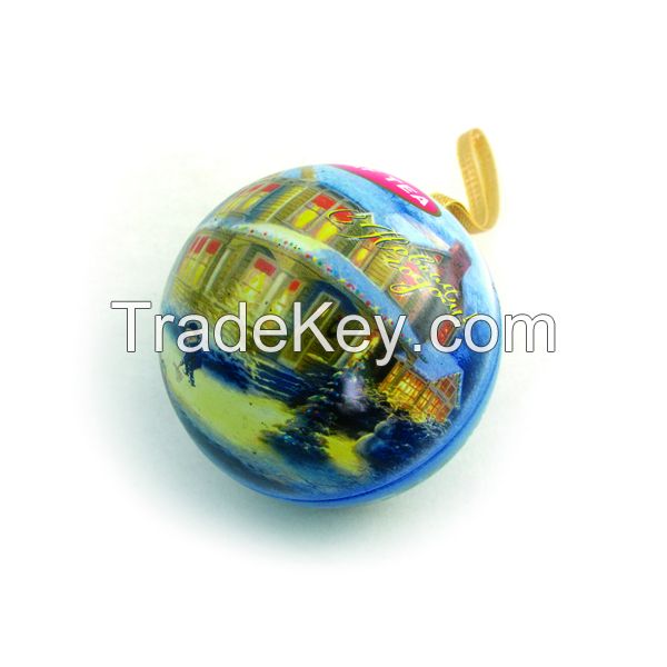 Christmas ball shape tin box