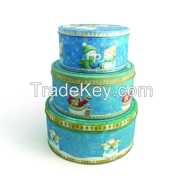 round cake tin box for Christmas