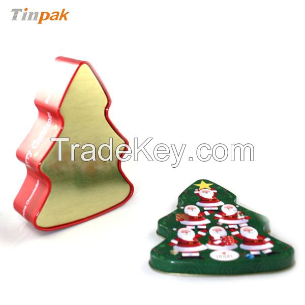 tree shape Christmas gift tin box