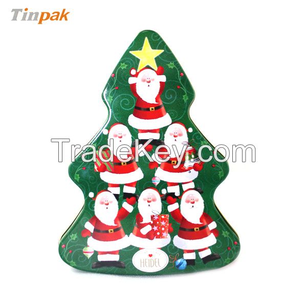 tree shape Christmas gift tin box