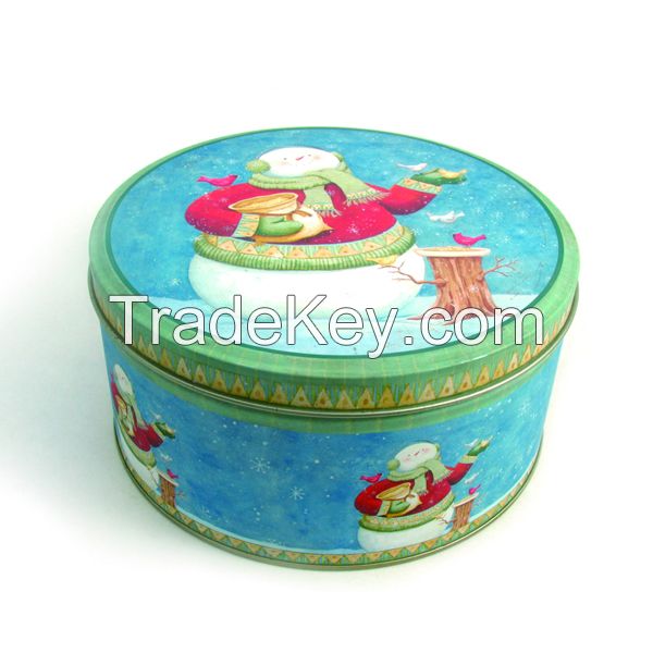 round cake tin box for Christmas