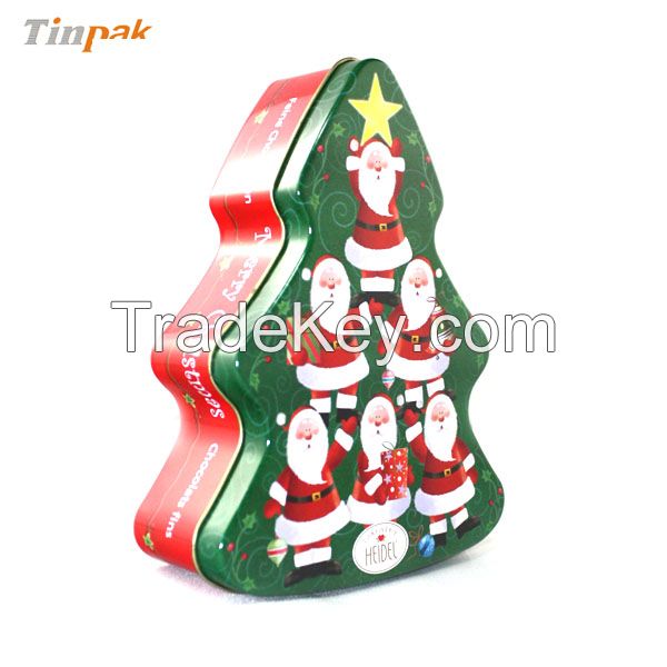 tree shape Christmas gift tin box