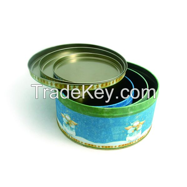 round cake tin box for Christmas