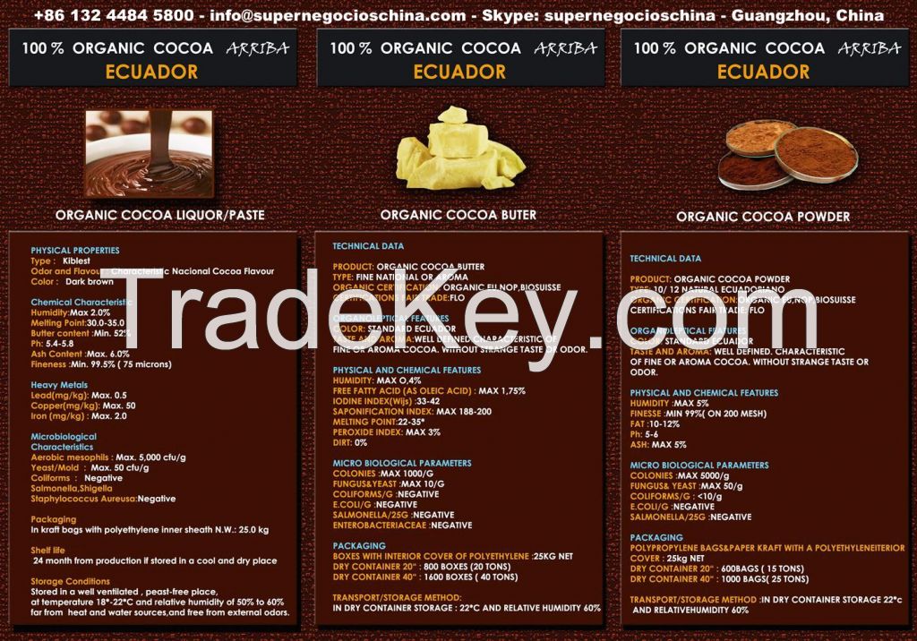 Organic Cocoa & Cocoa Products from Ecuador