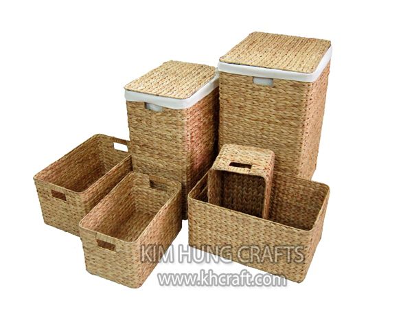 Water hyacinth laundry hamper