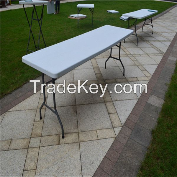 Outdoor camping/picnic/banquet/wedding/dining table, 8ft plastic folding in half table