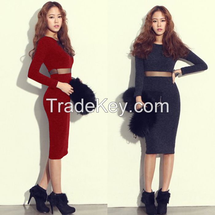 2014 korean fashion casual autumn dress ladies autumn dress