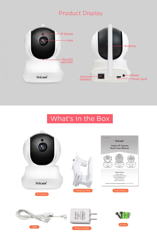 Sricam SP020 Two way audio P2P Wireless 720P HD IP Camera