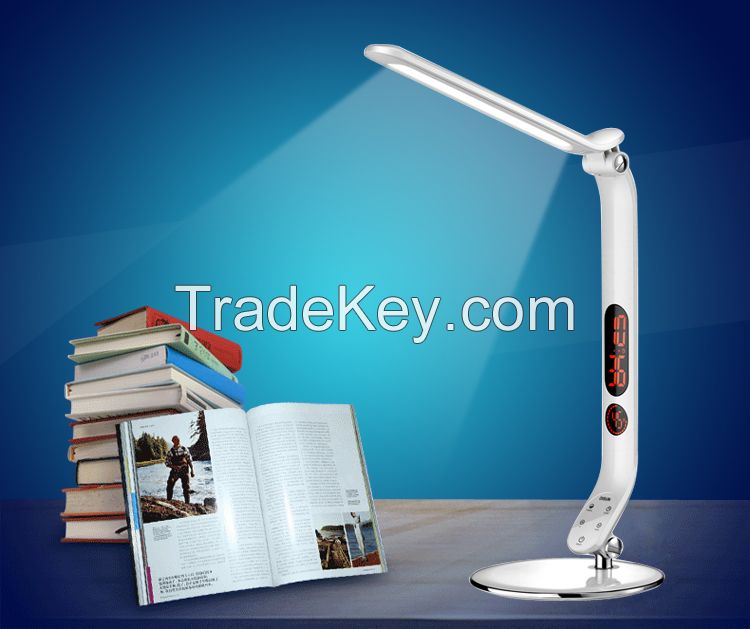 Modern design smart led desk lamp with brightness adjust&amp; alrm set &amp; s