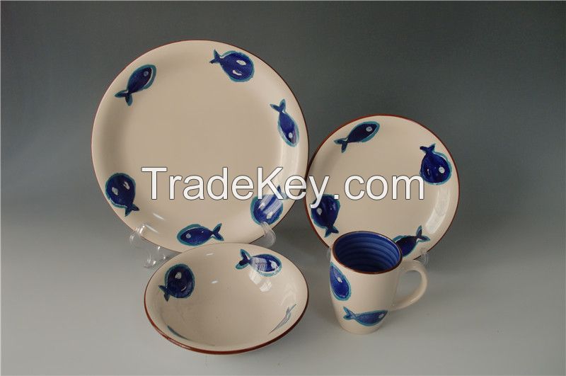 16pcs stoneware handpainted dinnerware dinner set