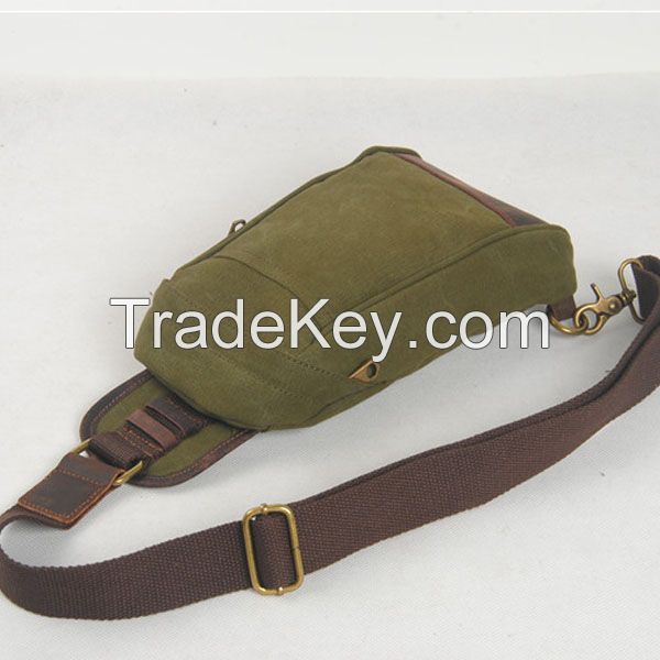 good quality canvas and genuine leather unisex chest bag