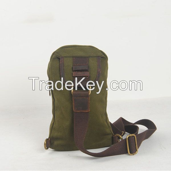 good quality canvas and genuine leather unisex chest bag