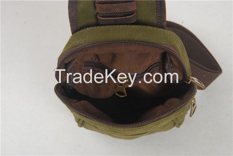 good quality canvas and genuine leather unisex chest bag