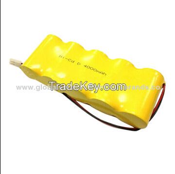 NiCd battery pack for emergency lights, high temperature, D size, 4000