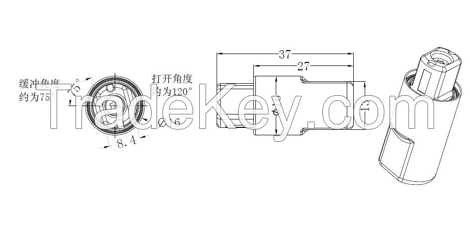 Stainless soft closing rotary damper LF-35