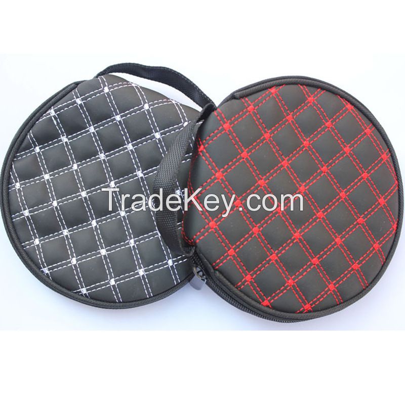 round shape leather CD case can custom logo