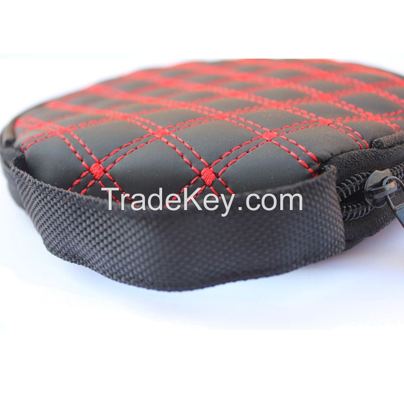 round shape leather CD case can custom logo