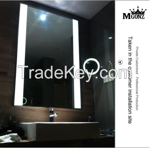 MGONZ Led backlight anti-fog bathroom mirror rectangle bathroom mirror