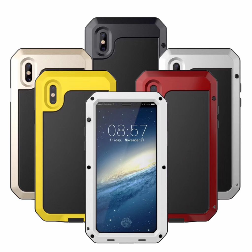 Full Body Shockproof Dustproof Waterproof Aluminum Alloy Metal Gorilla Glass Cover Case For iPhone X/XS