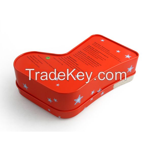 China supplier socks shaped tin case