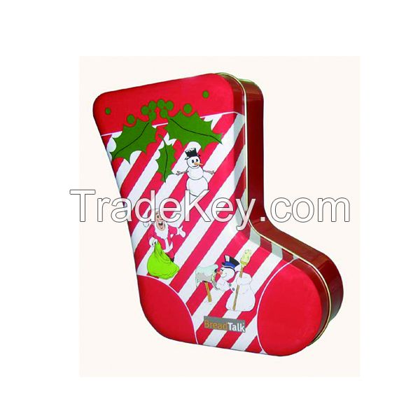 China supplier socks shaped tin case