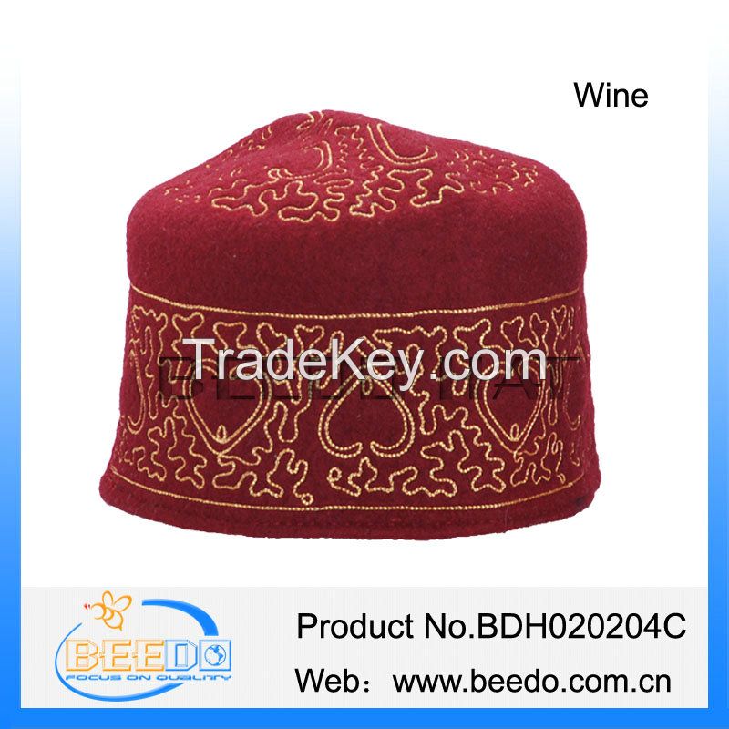 Wholesale wool felt Africa muslim embroidery prayer hat in stock